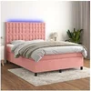 Image de Boxspring met matras en LED fluweel roze 140x190 cm3136364