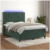 Image de Sommier à Lattes de Lit avec Matelas et LED, Lit Rembourré, Lit Double, Lit Adulte de Chambre à Coucher Intérieur, 3136368