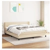 Image de Sommier à Lattes de Lit avec Matelas, Lit Rembourré, Lit Double, Lit Adulte de Chambre à Coucher Intérieur, Moderne, Crème 180x200 cm Tissu