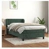 Image de Sommier à Lattes de Lit avec Matelas, Lit Rembourré, Lit Simple, Lit Adulte de Chambre à Coucher Intérieur, Moderne, Vert Foncé 90x190 cm