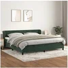 Image de Sommier à Lattes de Lit et Matelas, Lit Rembourré, Lit Double, Lit Adulte de Chambre à Coucher Intérieur, Moderne, Vert Foncé 200x200cm Velours