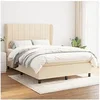 Image de Boxspring met matras stof cràmekleurig 140x190 cm3127962