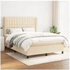 Image de Boxspring met matras stof cràmekleurig 140x200 cm3128290
