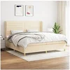 Image de Boxspring met matras stof cràmekleurig 200x200 cm3128634