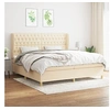 Image de Boxspring met matras stof cràmekleurig 200x200 cm3128794