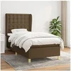 Image de Sommier à Lattes de Lit avec Matelas, Lit Rembourré, Lit Simple, Lit Adulte de Chambre à Coucher Intérieur, Moderne, Marron Foncé 90x190 cm