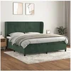 Image de Sommier à Lattes de Lit et Matelas, Lit Rembourré, Lit Double, Lit Adulte de Chambre à Coucher Intérieur, Moderne, Vert Foncé 200x200cm Velours