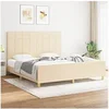 Image de Bedframe zonder matras stof cràmekleurig 180x200 cm3125078