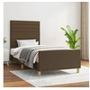 Image de Cadre de Lit avec Tête de Lit Sommier à Lattes Lit Rembourré Cadre à Lattes Lit Simple Adulte Meuble de Chambre Marron Foncé 90x190 cm Tissu 3125101