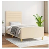 Image de Cadre de Lit avec Tête de Lit Sommier à Lattes Lit Rembourré Cadre à Lattes Lit Simple Adulte Meuble de Chambre Crème 90x190 cm Tissu 3125103