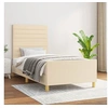 Image de Cadre de Lit avec Tête de Lit Sommier à Lattes Lit Rembourré Cadre à Lattes Lit Simple Adulte Meuble de Chambre Crème 90x200 cm Tissu 3125111