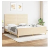 Image de Cadre de Lit avec Tête de Lit Sommier à Lattes Lit Rembourré Cadre à Lattes Lit Double Adulte Meuble de Chambre Crème 180 x 200 cm Tissu