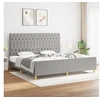 Image de Cadre de lit sans matelas avec tête de lit gris clair tissu