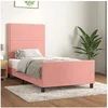 Image de Bedframe met hoofdeinde fluweel roze 90x200 cm3125677