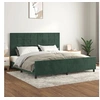 Image de Cadre de Lit avec Tête de Lit Sommier à Lattes Lit Rembourré Cadre à Lattes Lit Double Adulte Meuble de Chambre Vert Foncé 200x200 cm Velours 3125778