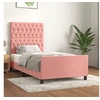 Image de Bedframe met hoofdeinde fluweel roze 100x200 cm3125927
