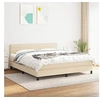 Image de Sommier à Lattes de Lit avec Matelas, Lit Rembourré, Lit Double, Lit Adulte de Chambre à Coucher Intérieur, Moderne, Crème 180x200 cm Tissu