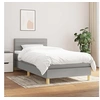 Image de Sommier à Lattes de Lit avec Matelas, Lit Rembourré, Lit Simple, Lit Adulte de Chambre à Coucher Intérieur, Moderne, Gris Clair 90x190 cm Tissu