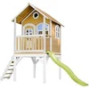 Image de Maisonnette Laura marron-blanc toboggan vert citron