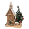 Image de Maison de Noël Décorative en Bois avec Eclairage LED, Blanc Chaud, 27x11x44