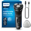 Image de Philips Electric Shaver Series 3000 - Rasoir électrique Wet & Dry pour hommes avec technologie SkinProtect, couleur Lune foncée, tondeuse à barbe rétractable, Rasoir sans fil (modèle S3145/00) en occasion ou reconditionné