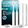 Image de Philips Sonicare série 3100   Brosse à dents électrique, capteur de pression, 3 intensités, EasyStart, SmarTimer, autonomie 14 j, étui de voyage, pack de 2, coloris blanc, HX4072/41, [Nouveau] en occasion ou reconditionné