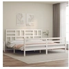 Image de Bedframe met hoofdbord massief hout wit 200x200 cm3194917
