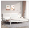 Image de Cadre de lit avec tête de lit blanc 200x200 cm bois massif, lit, mobilier de chambre à coucher, lit en bois, lit double, cadre de lit en bois