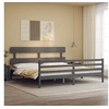 Image de Bedframe met hoofdbord massief hout grijs 200x200 cm3195113
