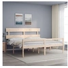 Image de Lit pour personne âgée et tête de lit 200x200 cm bois massif, lit pour personnes âgées, cadre de lit, lit double, lit haut, lit