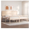Image de Lit pour personne âgée et tête de lit 200x200 cm bois massif, lit pour personnes âgées, cadre de lit, lit double, lit haut, lit