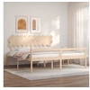 Image de Lit pour personne âgée et tête de lit 200x200 cm bois massif, lit pour personnes âgées, cadre de lit, lit double, lit haut, lit