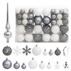 Image de Ensemble de boules de Noël 111 pièces blanc et gris polystyrène, boule de sapin de Noël, décoration de Noël à suspendre, décoration de Noël