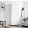 Image de Buffet haut Blanc 69,5x34x180 cm Bois d'ingénierie, buffet, armoire latérale, armoire de rangement, armoire, buffets, armoire haute