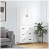 Image de Buffet haut Blanc 69,5x34x180 cm Bois d'ingénierie, buffet, armoire latérale, armoire de rangement, armoire, buffets, armoire haute