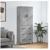 Image de Buffet haut Gris béton 69,5x34x180 cm Bois d'ingénierie, buffet, armoire latérale, armoire de rangement, armoire, buffets, armoire haute