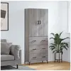 Image de Buffet haut Sonoma gris 69,5x34x180 cm Bois d'ingénierie, buffet, armoire latérale, armoire de rangement, armoire, buffets, armoire haute