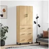 Image de Buffet haut Chêne sonoma 69,5x34x180 cm Bois d'ingénierie, buffet, armoire latérale, armoire de rangement, armoire, buffets, armoire haute