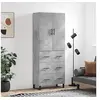 Image de Hoge kast 69,5x34x180 cm bewerkt hout betongrijs3195871