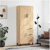 Image de Buffet haut Chêne sonoma 69,5x34x180 cm Bois d'ingénierie, buffet, armoire latérale, armoire de rangement, armoire, buffets, armoire haute