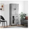 Image de Buffet haut Gris béton 69,5x34x180 cm Bois d'ingénierie, buffet, armoire latérale, armoire de rangement, armoire, buffets, armoire haute