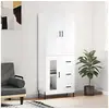 Image de Buffet haut Blanc 69,5x34x180 cm Bois d'ingénierie, buffet, armoire latérale, armoire de rangement, armoire, buffets, armoire haute