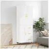 Image de Hoge kast 69,5x34x180 cm bewerkt hout wit3195995