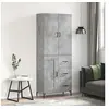 Image de Buffet haut Gris béton 69,5x34x180 cm Bois d'ingénierie, buffet, armoire latérale, armoire de rangement, armoire, buffets, armoire haute