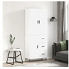 Image de Buffet haut Blanc 69,5x34x180 cm Bois d'ingénierie, buffet, armoire latérale, armoire de rangement, armoire, buffets, armoire haute