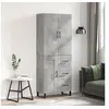 Image de Buffet haut Gris béton 69,5x34x180 cm Bois d'ingénierie, buffet, armoire latérale, armoire de rangement, armoire, buffets, armoire haute