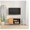 Image de Meuble TV marron et noir 80x31,5x46 cm bois massif de manguier 356798