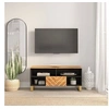 Image de Meuble TV marron et noir 100x33,5x46 cm bois massif de manguier