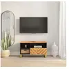 Image de Meuble TV marron et noir 80x33,5x46 cm bois massif de manguier 356800