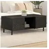 Image de Table Basse, Table d'Appoint avec Pieds et Porte, Bout de Canapé avec Rangement, Meuble de Salon, Moderne, Noir Bois 356831